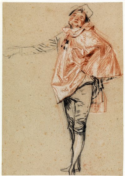 Study of a dancer standing with a tense arm by Jean Antoine Watteau