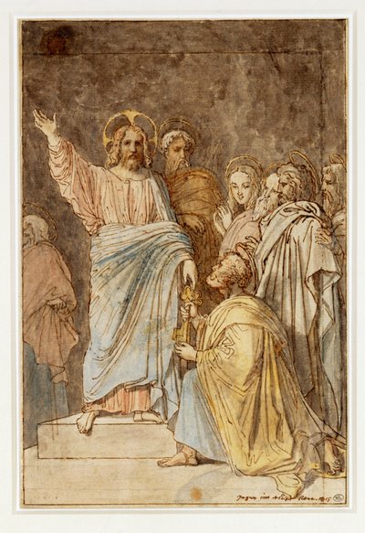 Christ Handing the Keys to Saint Peter, dated 1815 by Jean Auguste Dominique Ingres