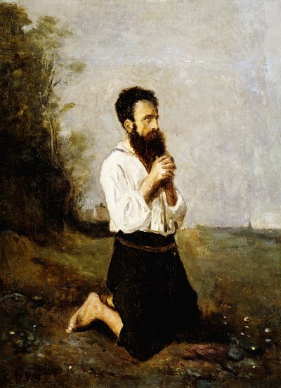 Peasant in Prayer by Jean Baptiste Camille Corot