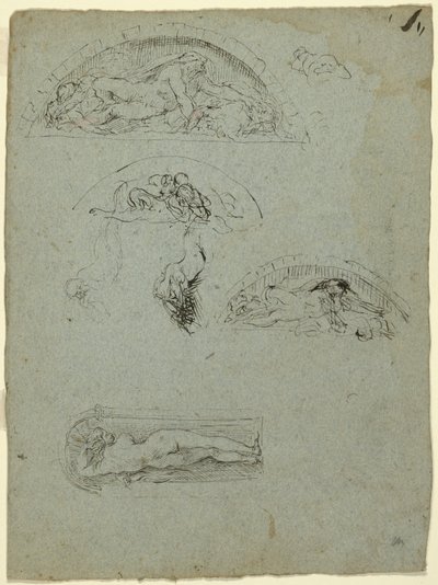 Standing Figure in a Niche and Studies for the Ugolino Group, 1857-58 by Jean Baptiste Carpeaux