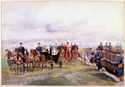 Tsar Nicolas reviews the troops with Felix Faure in Chalon-sur-Marne during his visit in France, October 9th by Jean Baptiste Edouard Detaille