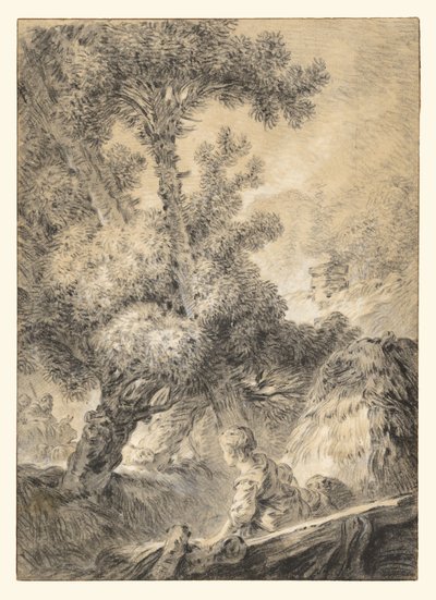 Shepherd and Shepherdess in a Bucolic Landscape by Jean Baptiste Huet