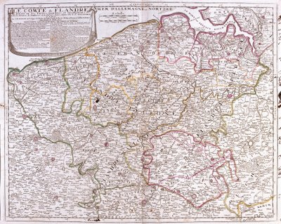 Map of the County of Flanders (present-day Western and Eastern Flanders of Belgium) by Jean Baptiste Nolin