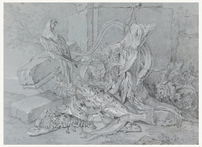 Still-life with Fish and Parrot by Jean Baptiste Oudry