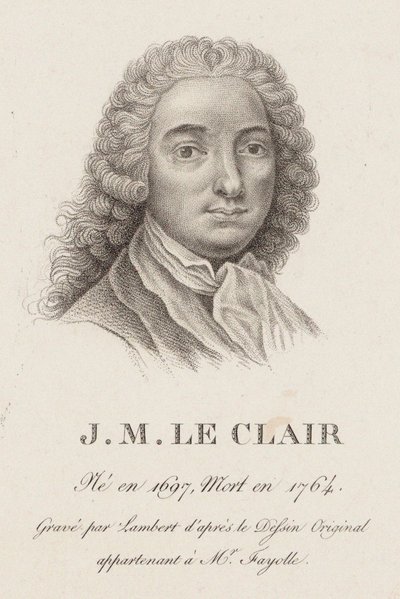 Portrait of the violinist and composer Jean-Marie Leclair 1697-1764 by Jean Baptiste Ponce Lambert