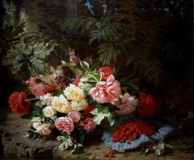 Still Life of Roses and Raspberries by Jean Baptiste Robie