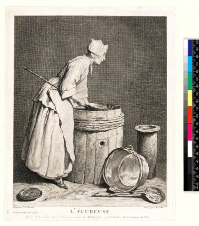 The Scraper, engraved by Charles-Nicolas Cochin I by Jean Baptiste Simeon (after) Chardin