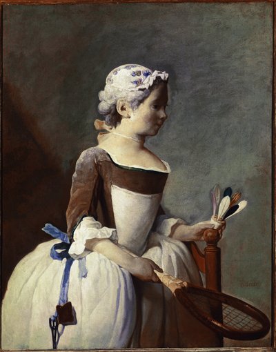 Girl with Racket and Shuttlecock by Jean Baptiste Simeon Chardin