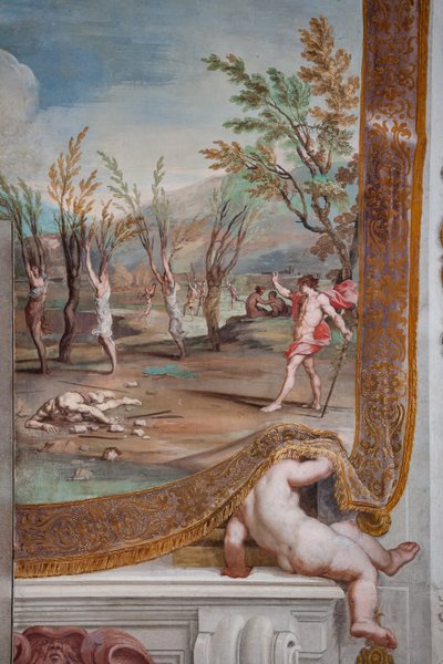 Bacchus transforms the Bacchantes into trees, guilty of having cut Orpheus