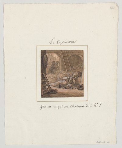 Design for a Painted Porcelain Plate, Capricorn from the Farcical Zodiac Service by Jean Charles Develly