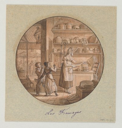 Design for a Painted Porcelain Plate, Cheeses for the Dessert Service by Jean Charles Develly