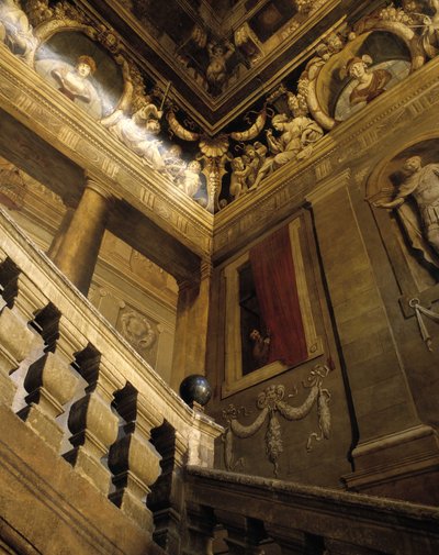 Baroque architecture: staircase painted in trompe l