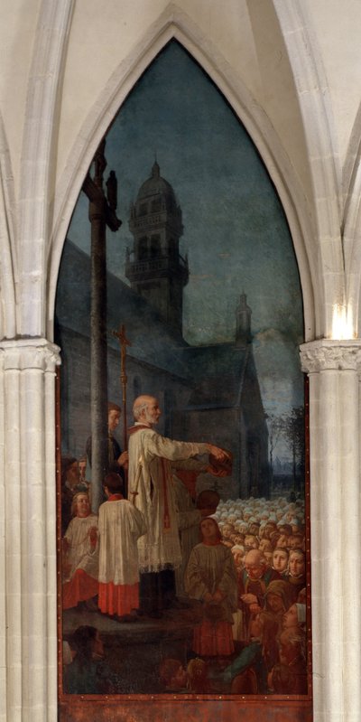 Preaching by Michel le Nobletz Outside a Church in Brittany (Fresco, Saint Corentin Cathedral, Quimper) by Jean Edouard Dargent