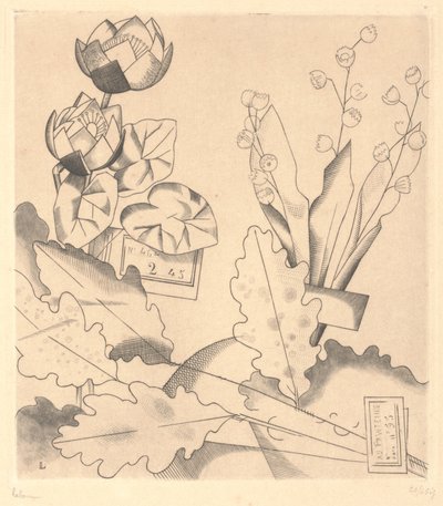 Artificial Flowers: Water Lilies and Lily-of-the-Valley by Jean Emile Laboureur