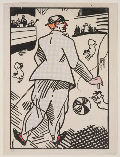 Clown with Dogs by Jean Emile Laboureur