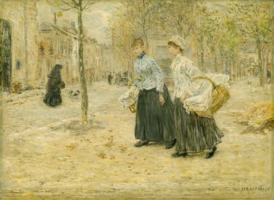Two Washerwomen Crossing a Small Park in Paris by Jean Francois Rafaelli