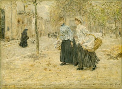 Two Washerwomen Crossing a Small Park in Paris by Jean Francois Raffaelli