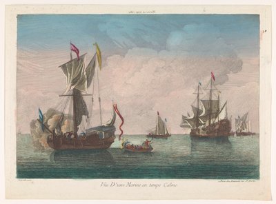 Seascape with Ships and Boats on a Calm Sea by Jean François Daumont