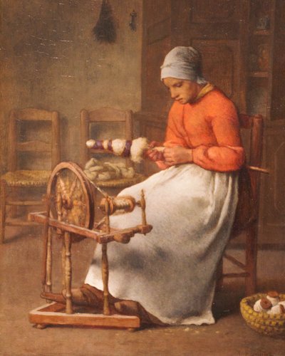 Woman Spinning by Jean-Francois Millet