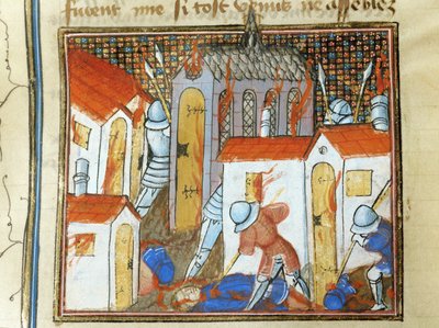 The English Set Fire to the Town of St. Lo by Jean Froissart