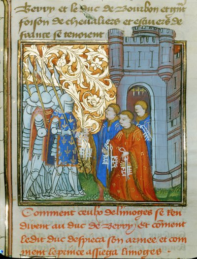 Three Magistrates of Limoges Present the Keys of the Town to the Duke of Berry by Jean Froissart
