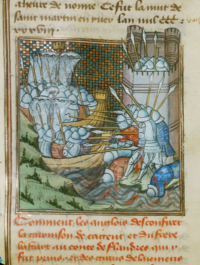 Two English Ships Attacking the Harbour of Cadsand in Flanders by Jean Froissart