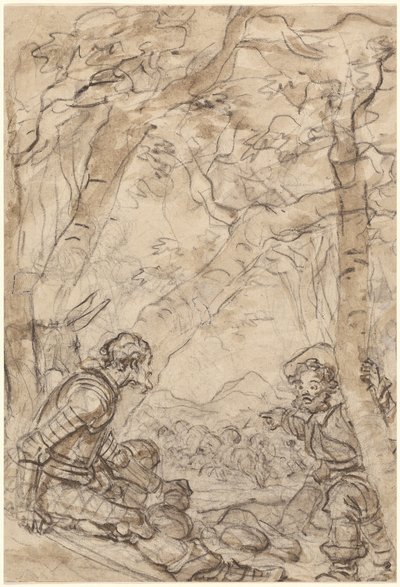 Don Quixote and Sancho Panza Witness the Attack on Rocinante by Jean Honore Fragonard