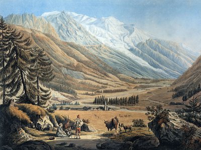 View of the Chamonix Valley, from the Argentiere Village by Jean Daniel Huber during trip c. 1785 by Jean Huber