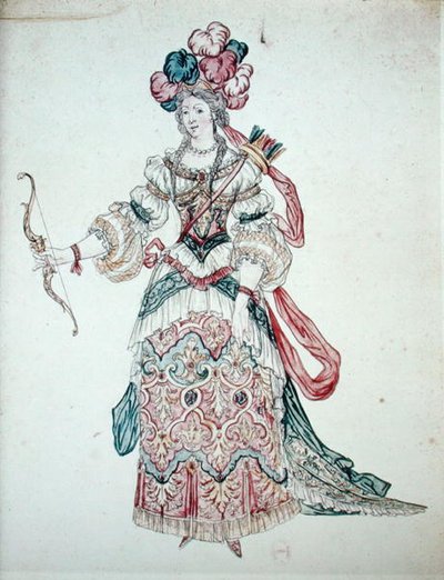 Woman with a Bow, Theatrical Costume Design by Jean II Berain