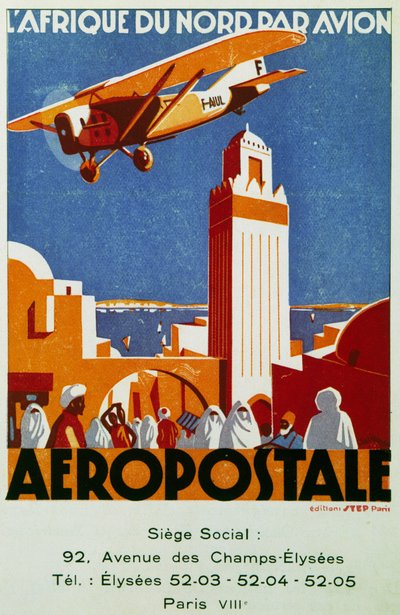 Aeropostale, air links with North Africa, billboard, France by Jean Jacquelin