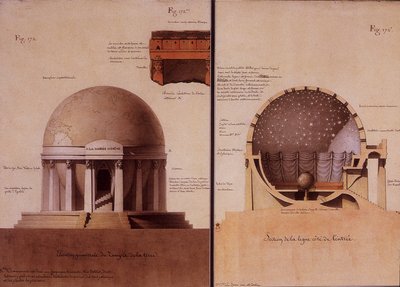 The Temple of the Earth - Elevation and Cutting by Lequeu by Jean Jacques Lequeu