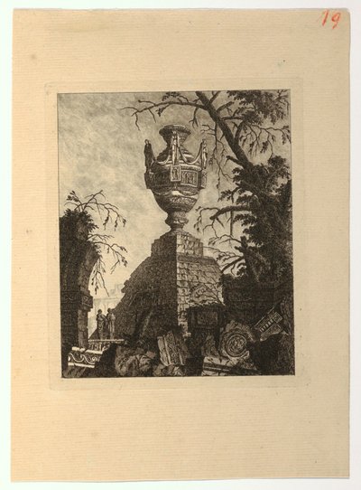 Pyramide Surmounted by a Monumental Vase, from "Collection of Various Subjects of Vases, Tombs, Ruins and Fountains, Useful to Artists..." by Jean Laurent Legeay