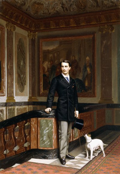 Conte de la Rouchefoucauld Duc de Doudeauville with his Terrier by Jean Leon Gerome