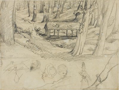 Forest Interior with Thatched Hut, and Other Sketches by Jean Louis André Théodore Géricault
