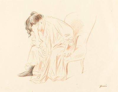 Seated Woman with Her Head Resting on Her Right Hand by Jean Louis Forain