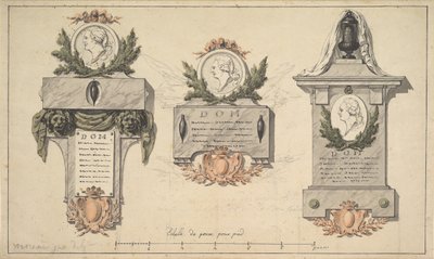 Three Designs for a Funerary Monument or Epitaph by Jean Michel Moreau