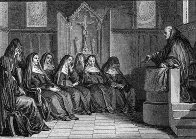 Abelard and Heloise: Pierre Abelard (1079-1142) became a monk of the abbey of Saint Denis. Engraving by Jean Michel Moreau, dit Moreau le Jeune (1741-1814) by Jean Michel the Younger Moreau