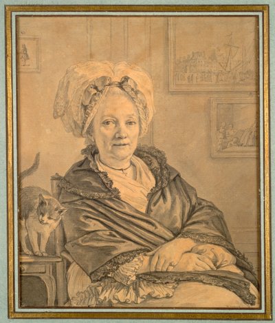 Seated Woman with a Cat by Jean Michel the Younger Moreau