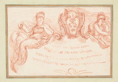 Ceiling Detail with Two Seated Figures and Escutcheon by Jean Robert Ango