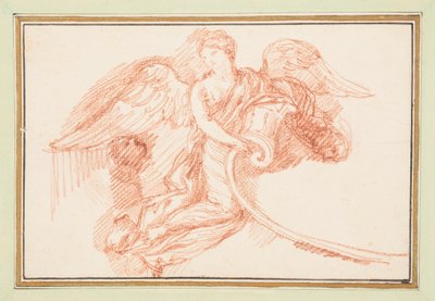 Winged Female Figure with Decorative Scroll by Jean Robert Ango