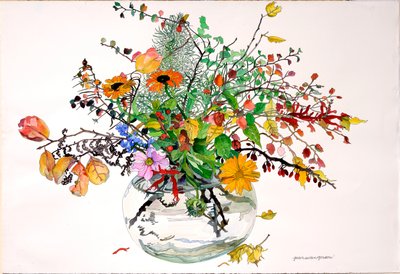 Fullness of Autumn in Glass Bowl by Jean Swan Gordon