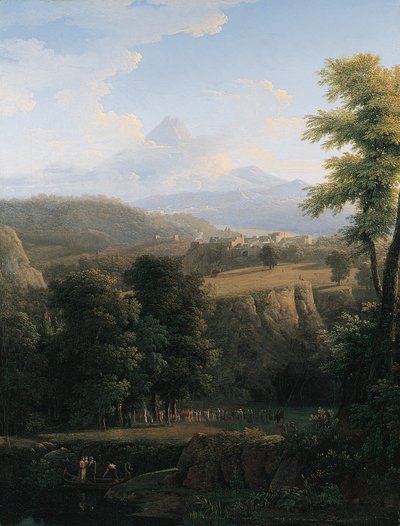 A Ceremonial Procession in an Extensive Landscape by Jean Victor Bertin