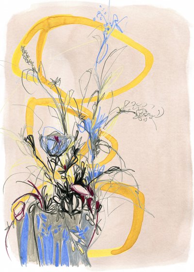 Abstract Floral Sketch by Jenja Braun
