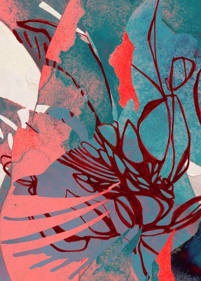 Coral Teal Organic Flow by Jenja Braun