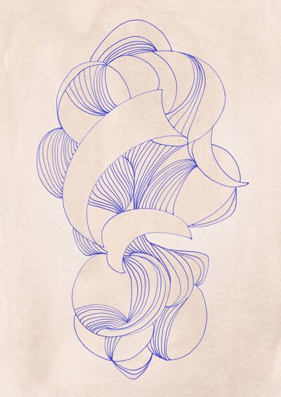 Flowing Blue Abstract Lines by Jenja Braun