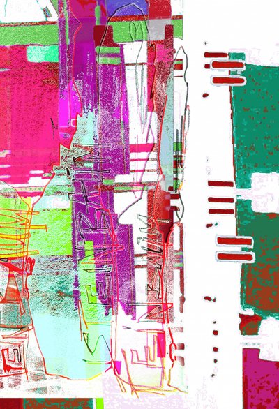 Vibrant Glitch Abstract by Jenja Braun