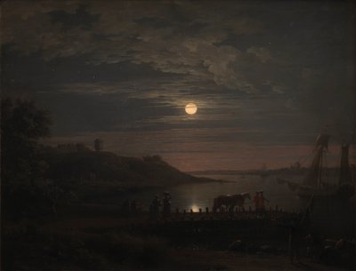 The Crossing over the Little Belt at Snoghoj. Moonrise by Jens Juel