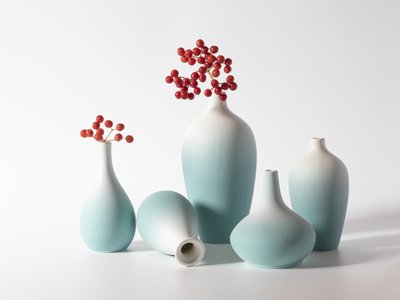 Blue Vases with Red Berries by Jia Chen