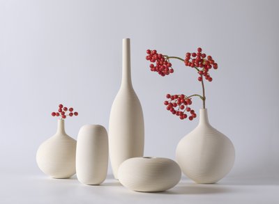 Ceramic Vases with Red Berries by Jia Chen