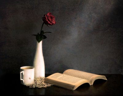 Rose Coffee Book Still Life by Jie Fischer